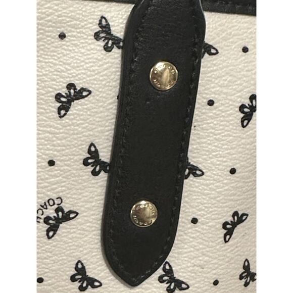 Authentic COACH Butterfly Dot Print City Top Zip Carry All Tote Ivory/Black - Picture 8 of 8